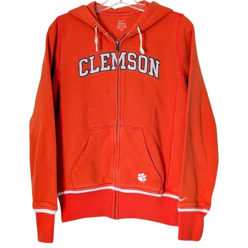 Clemson Tigers Hoodie Small Orange NCAA Football Nike Full Zip Sweatshirt‎